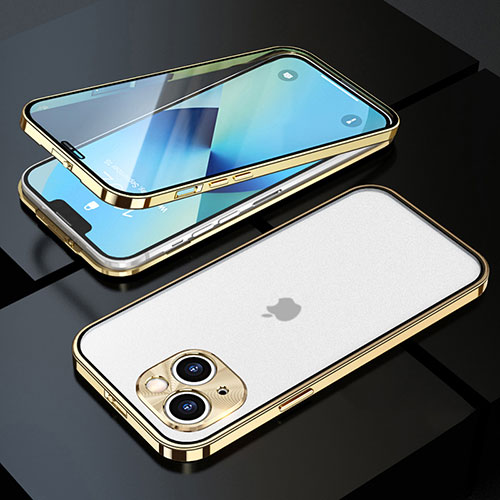 Luxury Aluminum Metal Frame Mirror Cover Case 360 Degrees M10 for Apple iPhone 13 Mini Gold