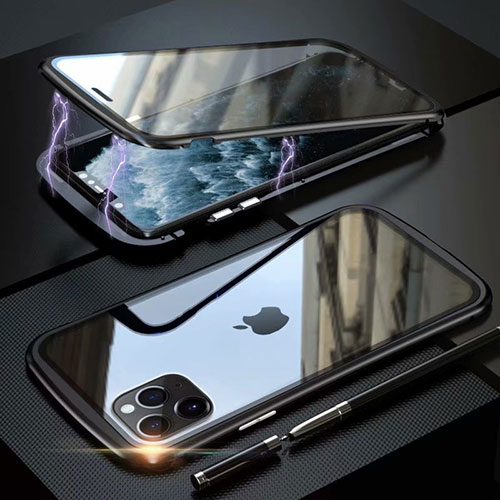 Luxury Aluminum Metal Frame Mirror Cover Case 360 Degrees M11 for Apple iPhone 11 Pro Max Black