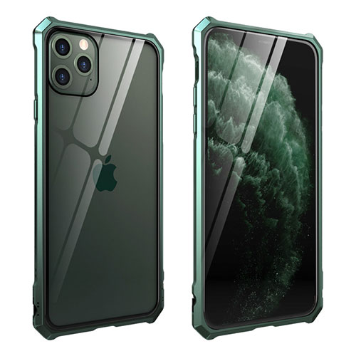 Luxury Aluminum Metal Frame Mirror Cover Case 360 Degrees M15 for Apple iPhone 11 Pro Max Green