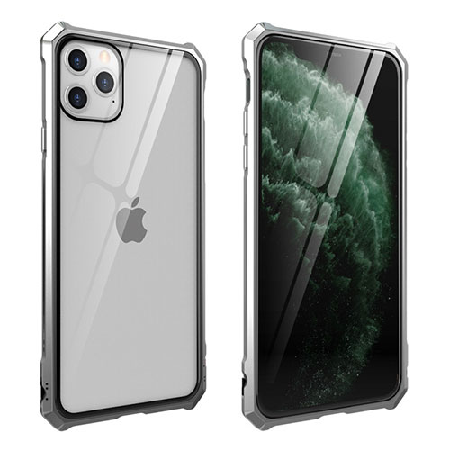 Luxury Aluminum Metal Frame Mirror Cover Case 360 Degrees M15 for Apple iPhone 11 Pro Max Silver