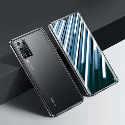 Luxury Aluminum Metal Frame Mirror Cover Case 360 Degrees N01 for Huawei P30 Pro Black