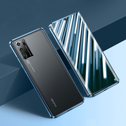 Luxury Aluminum Metal Frame Mirror Cover Case 360 Degrees N01 for Huawei P30 Pro New Edition Blue