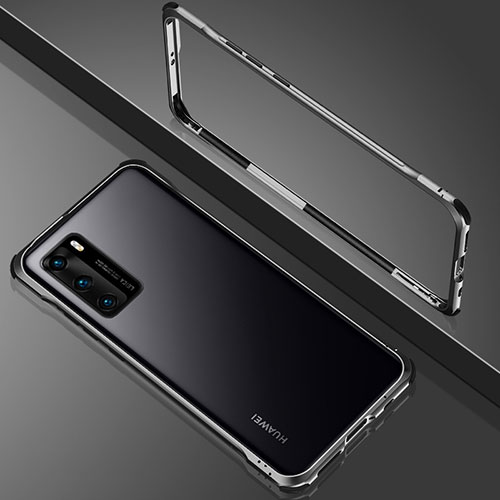 Luxury Aluminum Metal Frame Mirror Cover Case 360 Degrees N02 for Huawei P40 Black