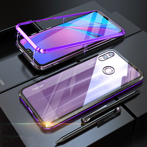 Luxury Aluminum Metal Frame Mirror Cover Case 360 Degrees P01 for Huawei Honor 8X Purple