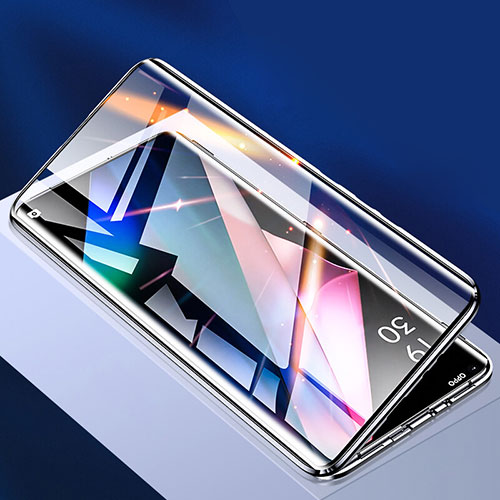 Luxury Aluminum Metal Frame Mirror Cover Case 360 Degrees P01 for Oppo Find X3 Pro 5G Black