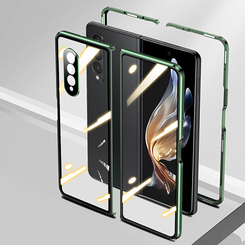 Luxury Aluminum Metal Frame Mirror Cover Case 360 Degrees P01 for Samsung Galaxy Z Fold3 5G Green