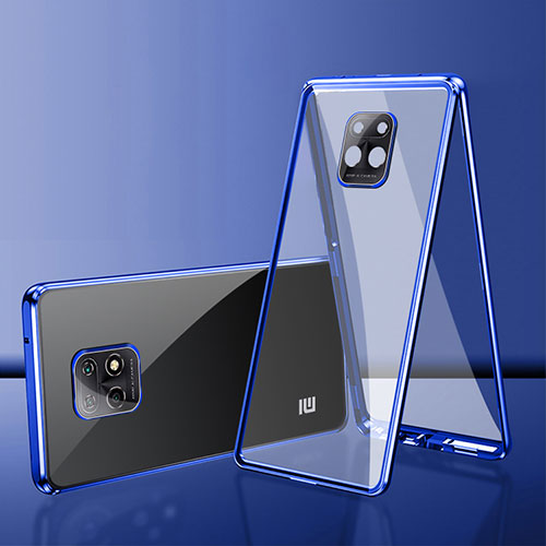 Luxury Aluminum Metal Frame Mirror Cover Case 360 Degrees P01 for Xiaomi Redmi 10X 5G Blue