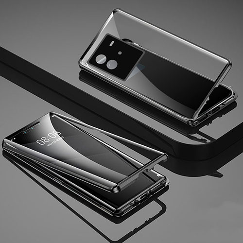 Luxury Aluminum Metal Frame Mirror Cover Case 360 Degrees P02 for Vivo iQOO Neo6 SE 5G Black