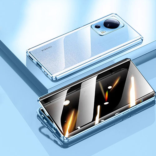 Luxury Aluminum Metal Frame Mirror Cover Case 360 Degrees P02 for Xiaomi Mi 12 Lite NE 5G Blue