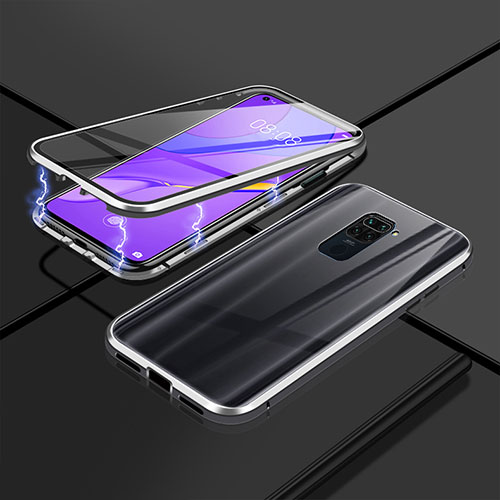 Luxury Aluminum Metal Frame Mirror Cover Case 360 Degrees P02 for Xiaomi Redmi 10X 5G Silver
