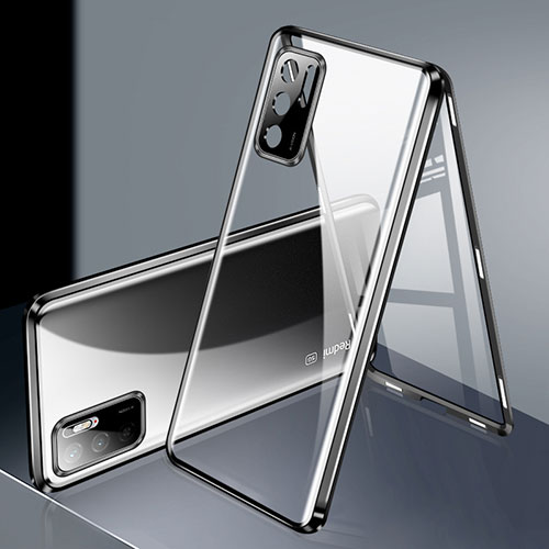 Luxury Aluminum Metal Frame Mirror Cover Case 360 Degrees P02 for Xiaomi Redmi Note 11 SE 5G Black