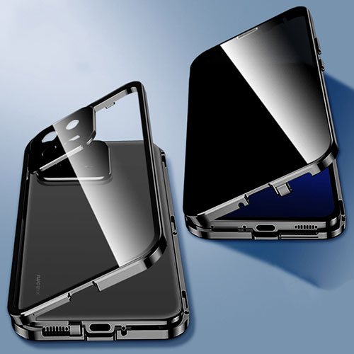 Luxury Aluminum Metal Frame Mirror Cover Case 360 Degrees P03 for Xiaomi Mi 13 5G Black