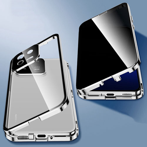 Luxury Aluminum Metal Frame Mirror Cover Case 360 Degrees P03 for Xiaomi Mi 13 5G Silver