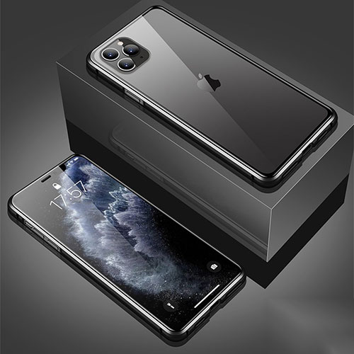 Luxury Aluminum Metal Frame Mirror Cover Case 360 Degrees T01 for Apple iPhone 11 Pro Black