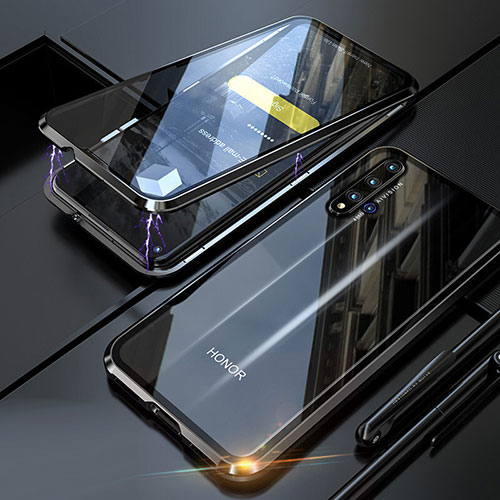 Luxury Aluminum Metal Frame Mirror Cover Case 360 Degrees T01 for Huawei Honor 20S Black