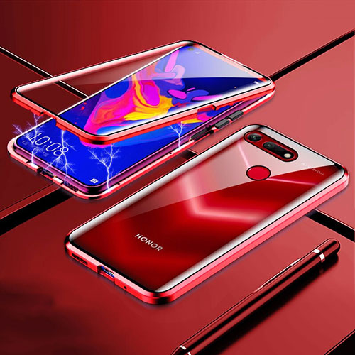 Luxury Aluminum Metal Frame Mirror Cover Case 360 Degrees T01 for Huawei Honor View 20 Red