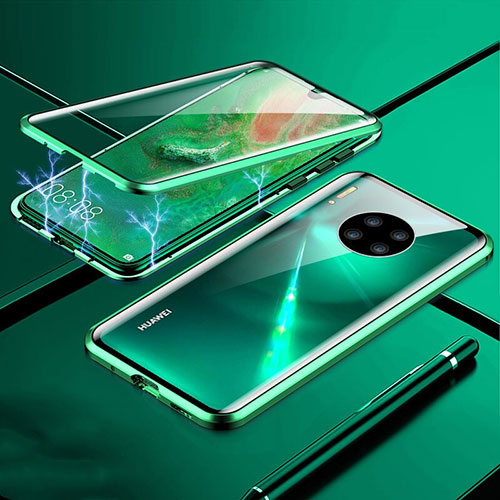 Luxury Aluminum Metal Frame Mirror Cover Case 360 Degrees T01 for Huawei Mate 30 Green