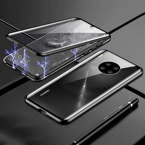 Luxury Aluminum Metal Frame Mirror Cover Case 360 Degrees T01 for Huawei Mate 30 Pro Black