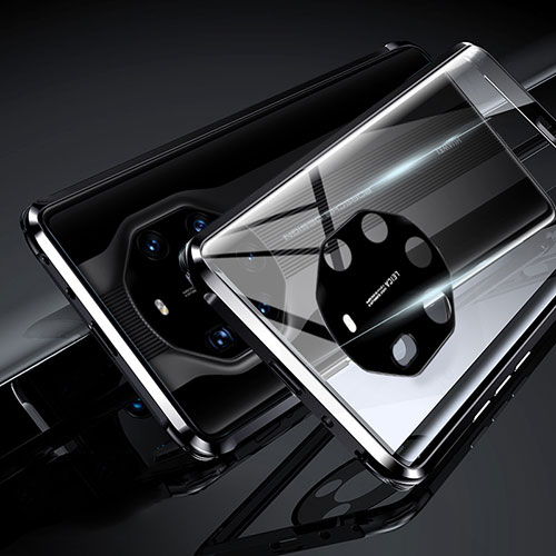 Luxury Aluminum Metal Frame Mirror Cover Case 360 Degrees T01 for Huawei Mate 40 RS Black