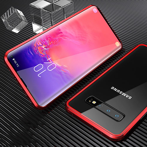 Luxury Aluminum Metal Frame Mirror Cover Case 360 Degrees T01 for Samsung Galaxy S10 5G Red