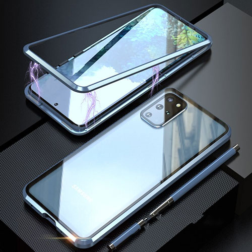 Luxury Aluminum Metal Frame Mirror Cover Case 360 Degrees T01 for Samsung Galaxy S20 Plus 5G Blue