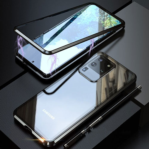 Luxury Aluminum Metal Frame Mirror Cover Case 360 Degrees T01 for Samsung Galaxy S20 Ultra Black