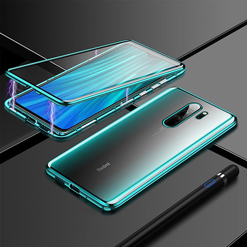 Luxury Aluminum Metal Frame Mirror Cover Case 360 Degrees T01 for Xiaomi Redmi Note 8 Pro Green