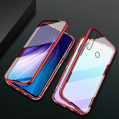Luxury Aluminum Metal Frame Mirror Cover Case 360 Degrees T01 for Xiaomi Redmi Note 8 Red
