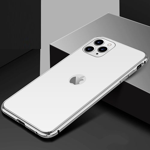 Luxury Aluminum Metal Frame Mirror Cover Case 360 Degrees T02 for Apple iPhone 11 Pro Max Silver