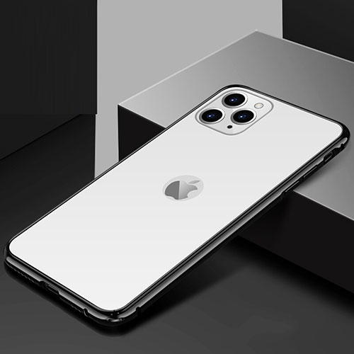 Luxury Aluminum Metal Frame Mirror Cover Case 360 Degrees T02 for Apple iPhone 11 Pro Max White