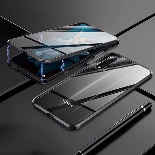 Luxury Aluminum Metal Frame Mirror Cover Case 360 Degrees T02 for Huawei Honor 20 Black