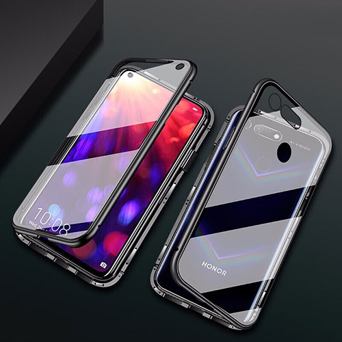 Luxury Aluminum Metal Frame Mirror Cover Case 360 Degrees T02 for Huawei Honor View 20 Black