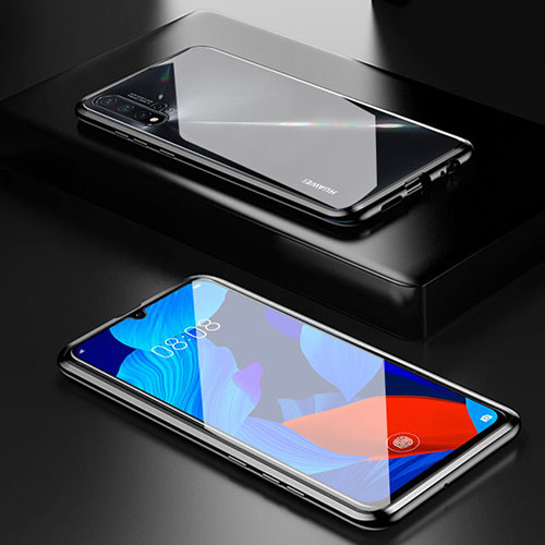 Luxury Aluminum Metal Frame Mirror Cover Case 360 Degrees T02 for Huawei Nova 5 Pro Black