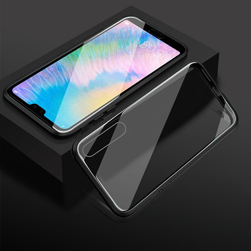 Luxury Aluminum Metal Frame Mirror Cover Case 360 Degrees T02 for Huawei P20 Pro Black