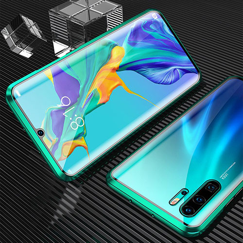 Luxury Aluminum Metal Frame Mirror Cover Case 360 Degrees T02 for Huawei P30 Pro New Edition Green