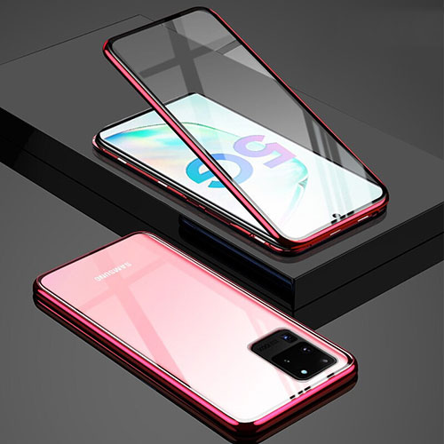 Luxury Aluminum Metal Frame Mirror Cover Case 360 Degrees T02 for Samsung Galaxy S20 Ultra Red