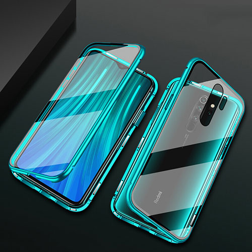 Luxury Aluminum Metal Frame Mirror Cover Case 360 Degrees T02 for Xiaomi Redmi Note 8 Pro Green