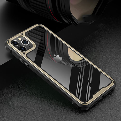 Luxury Aluminum Metal Frame Mirror Cover Case 360 Degrees T03 for Apple iPhone 11 Pro Max Gold