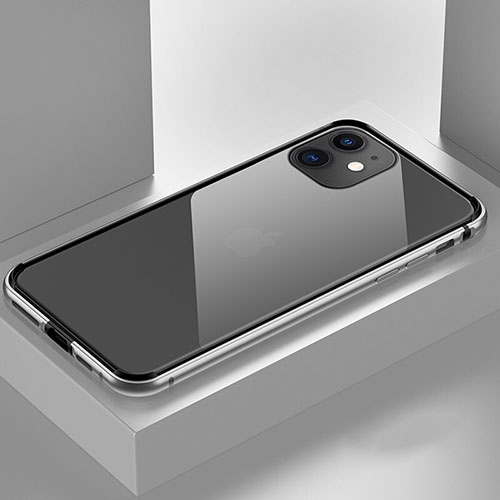 Luxury Aluminum Metal Frame Mirror Cover Case 360 Degrees T03 for Apple iPhone 11 Silver