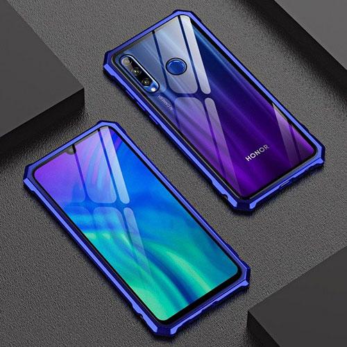 Luxury Aluminum Metal Frame Mirror Cover Case 360 Degrees T03 for Huawei Honor 20 Lite Blue