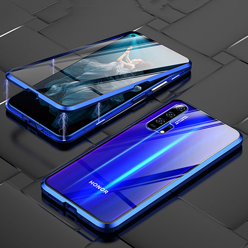 Luxury Aluminum Metal Frame Mirror Cover Case 360 Degrees T03 for Huawei Honor 20 Pro Blue