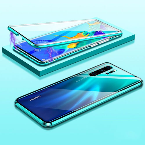 Luxury Aluminum Metal Frame Mirror Cover Case 360 Degrees T03 for Huawei P30 Pro New Edition Green