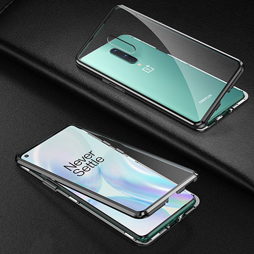 Luxury Aluminum Metal Frame Mirror Cover Case 360 Degrees T03 for OnePlus 8 Black