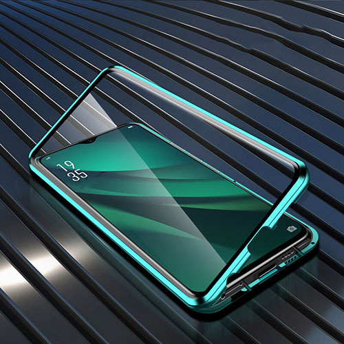 Luxury Aluminum Metal Frame Mirror Cover Case 360 Degrees T03 for Oppo R17 Pro Green