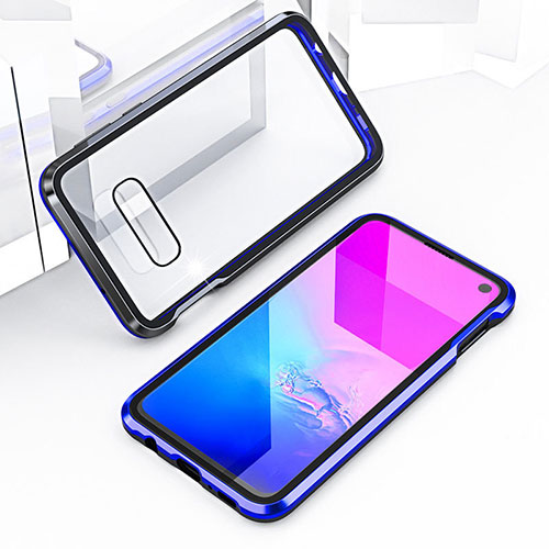 Luxury Aluminum Metal Frame Mirror Cover Case 360 Degrees T03 for Samsung Galaxy S10e Blue