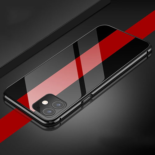 Luxury Aluminum Metal Frame Mirror Cover Case 360 Degrees T04 for Apple iPhone 11 Black