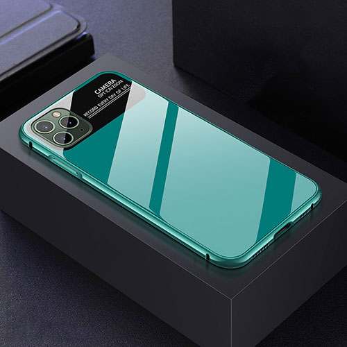 Luxury Aluminum Metal Frame Mirror Cover Case 360 Degrees T04 for Apple iPhone 11 Pro Max Cyan