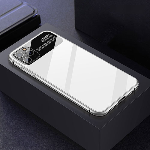 Luxury Aluminum Metal Frame Mirror Cover Case 360 Degrees T04 for Apple iPhone 11 Pro Max White