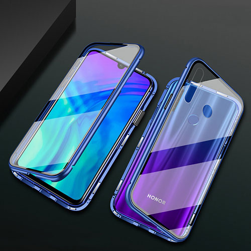 Luxury Aluminum Metal Frame Mirror Cover Case 360 Degrees T04 for Huawei Honor 20 Lite Blue