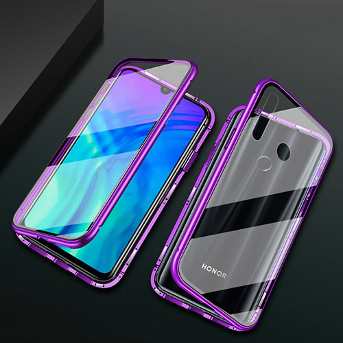Luxury Aluminum Metal Frame Mirror Cover Case 360 Degrees T04 for Huawei Honor 20 Lite Purple